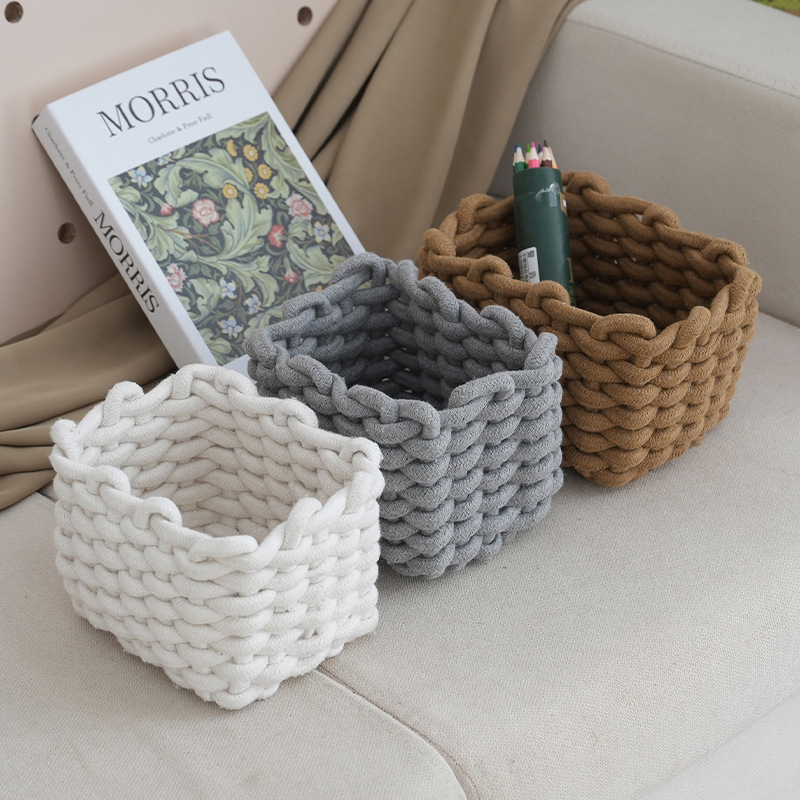 Baby Clothing Basket - Artisanal Cotton Rope Storage Basket, Bohemian