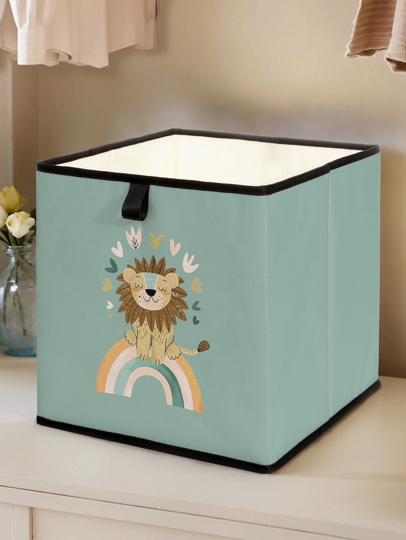 Baby Clothing Organizer - Cute Lion Rainbow Print Foldable Storage