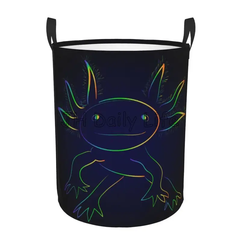 Baby Clothing Basket - Rainbow Axolotl Laundry Basket Foldable Large