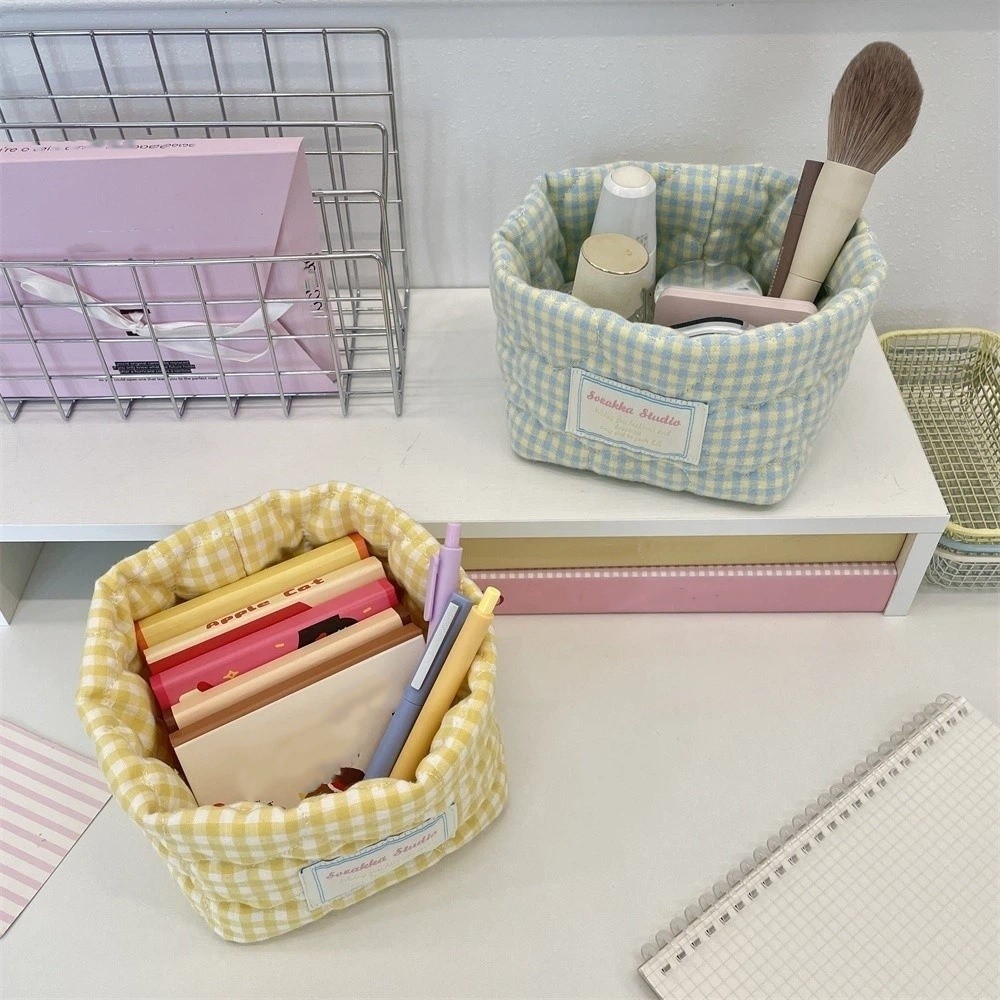 Plaid Stripe Grid Fabric Stora - огляд і ціна Baby Clothing Basket