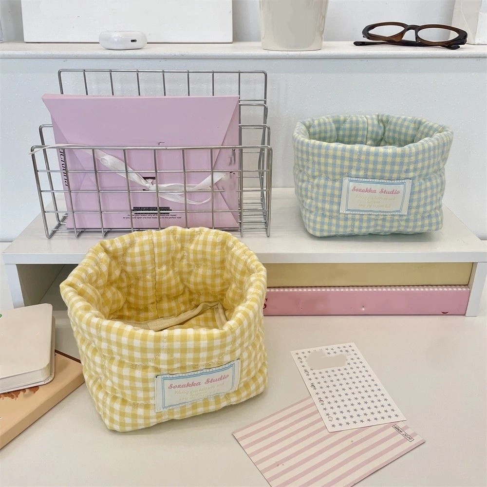 Plaid Stripe Grid Fabric Stora - огляд і ціна Baby Clothing Basket