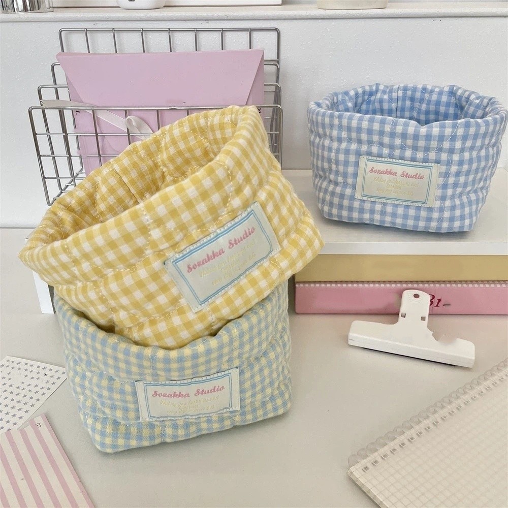Plaid Stripe Grid Fabric Stora - огляд і ціна Baby Clothing Basket