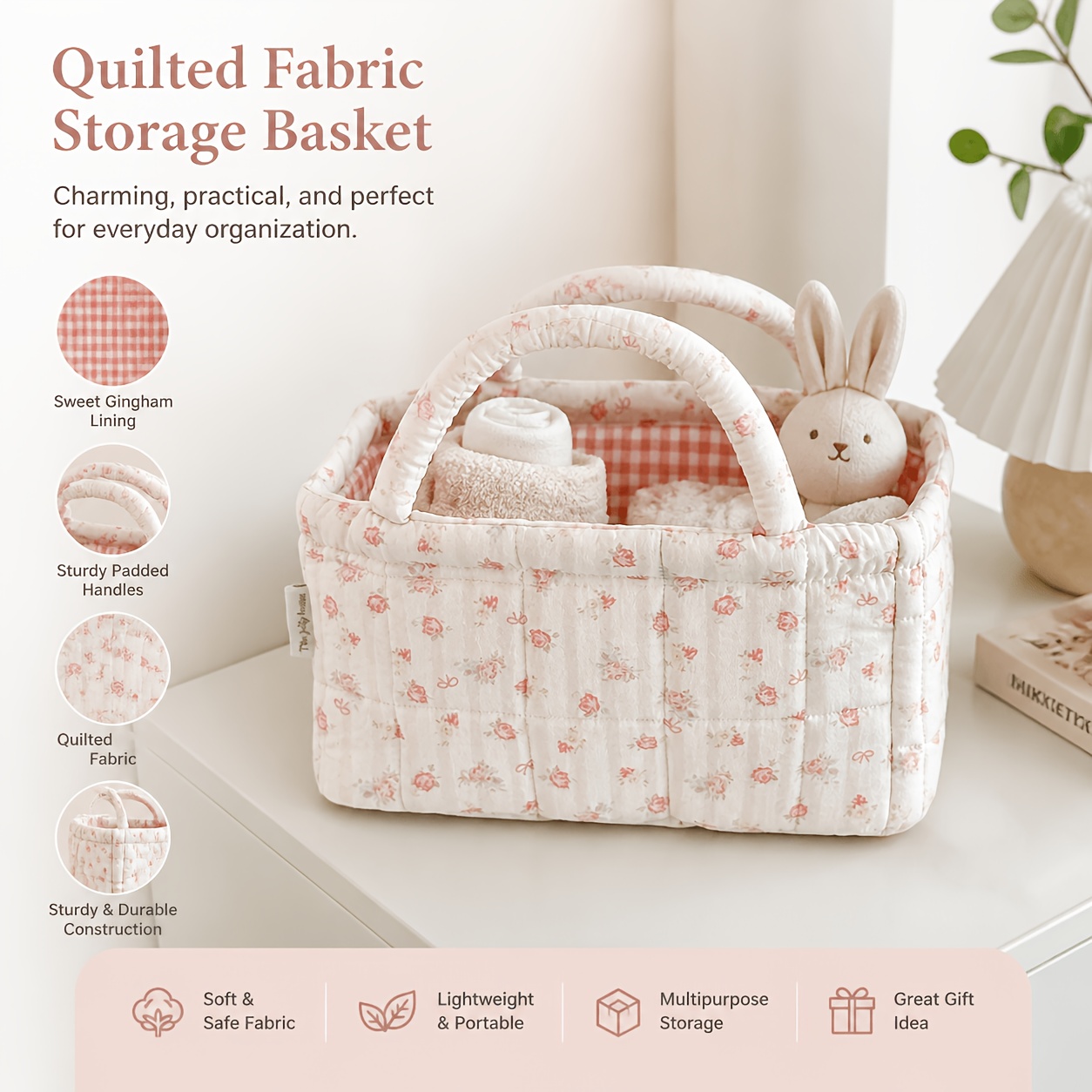 Floral Quilted Storage Basket  - огляд і ціна Baby Clothing Basket
