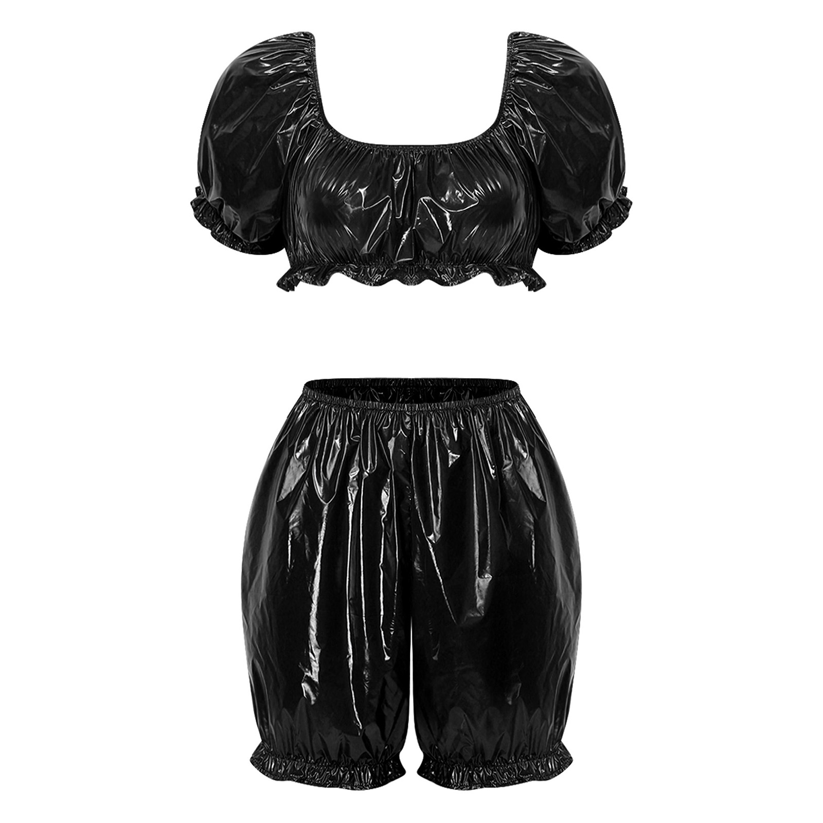 Womens Wet Look PU Leather Clu - огляд і ціна Summer Short Set