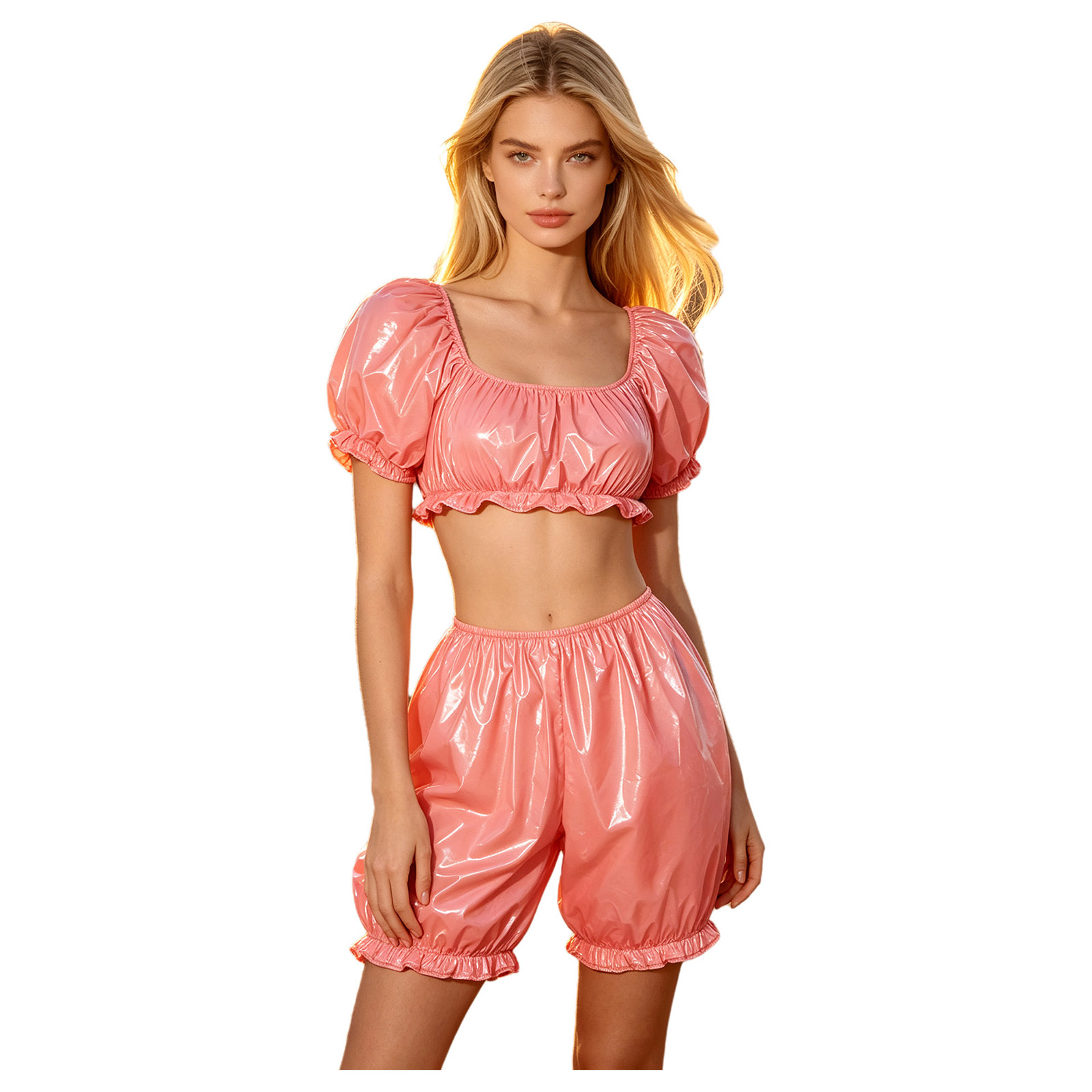 Womens Wet Look PU Leather Clu - огляд і ціна Summer Short Set